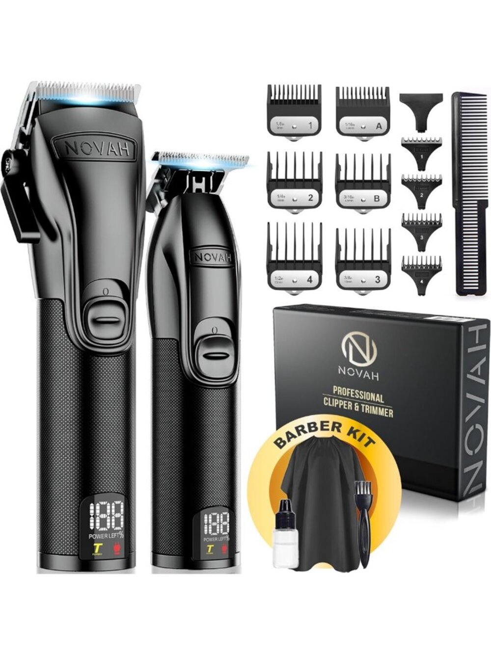 Professional Cordless Hair Clippers & Trimmer Set for Men - Barber Haircut Kit